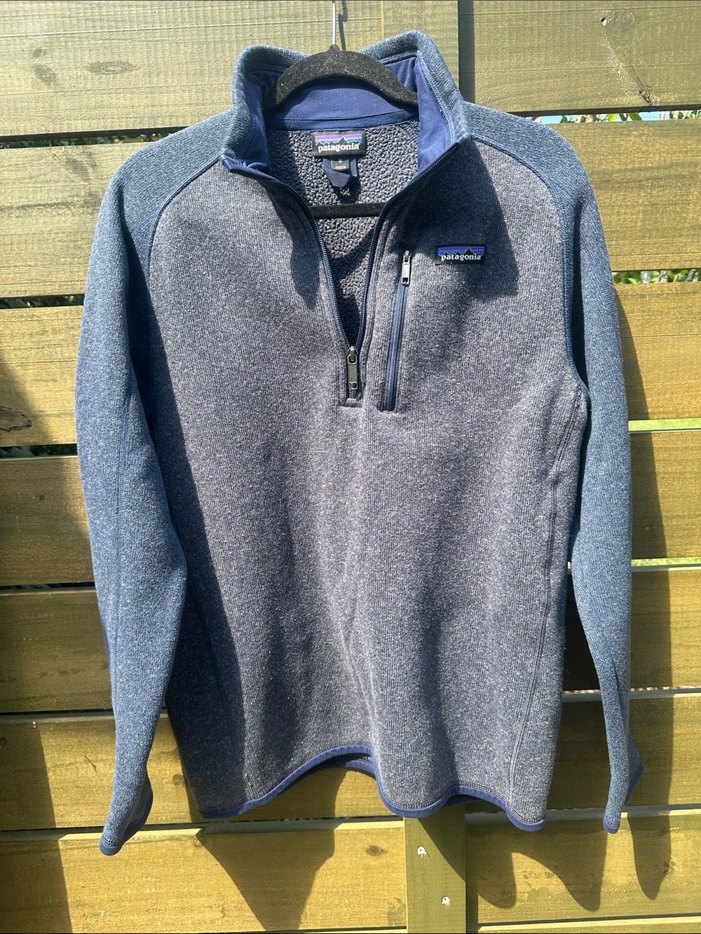 Patagonia Men's Navy and Charcoal Quarter-Zip Fleece Pullover